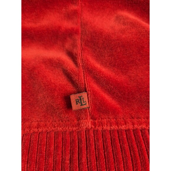 Lauren Ralph Lauren Women's Hoodie Size 2X Velour Full Zip Red (28) - Picture 8 of 9